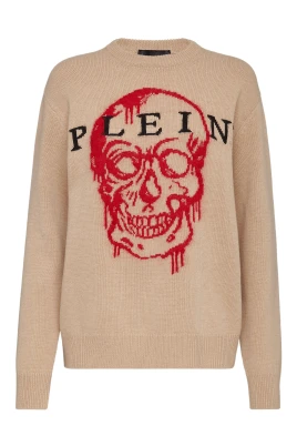 Pullover Round Neck LS Intarsia Skull