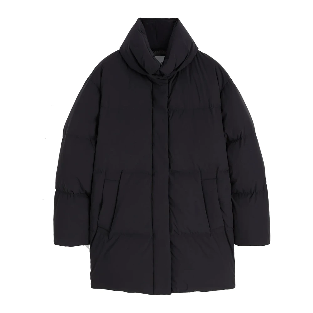 Aspesi Horizontaal Gewatteerde Parka Jas Black Dames