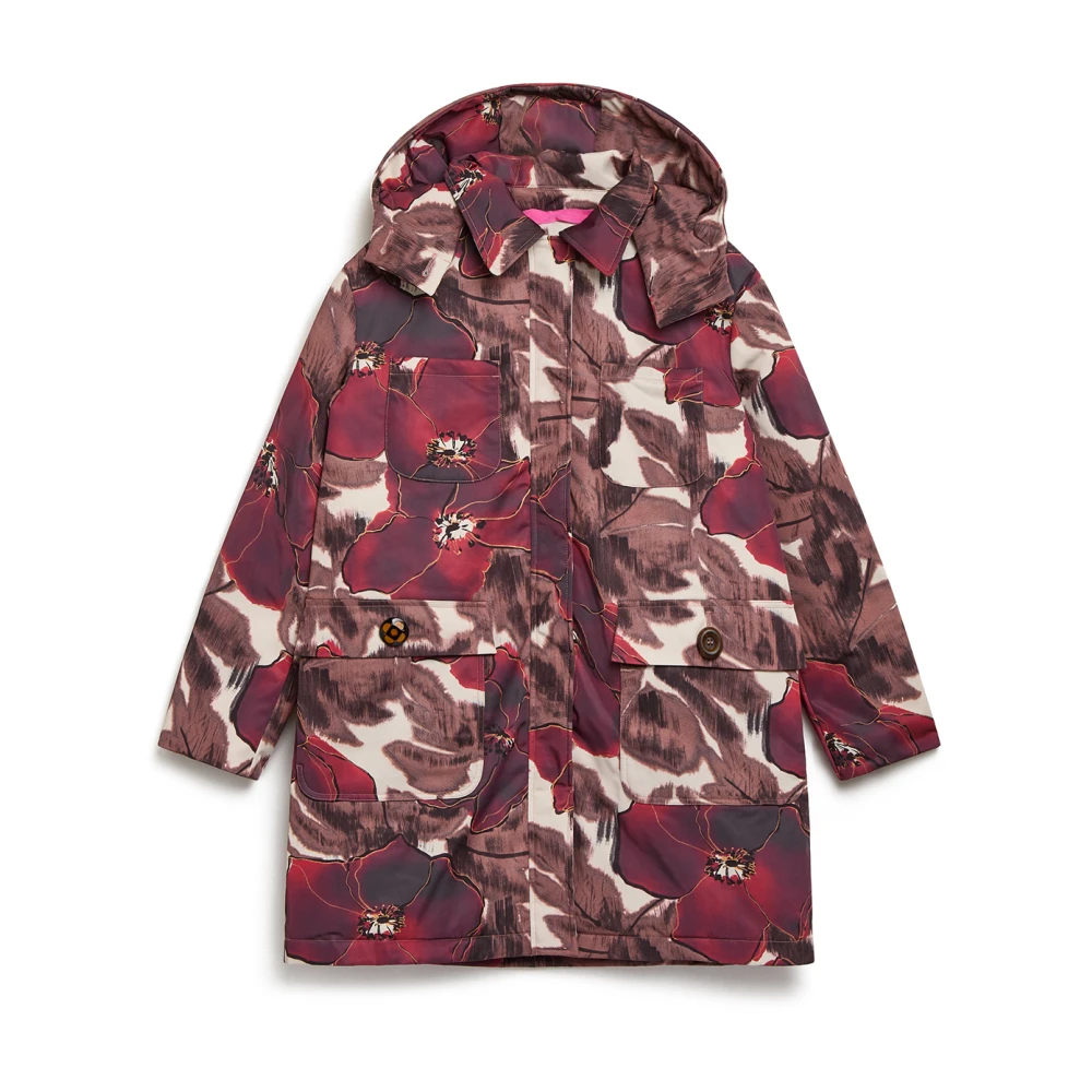 Maliparmi Gedrukte nylon regenjas met afneembare capuchon Red Dames
