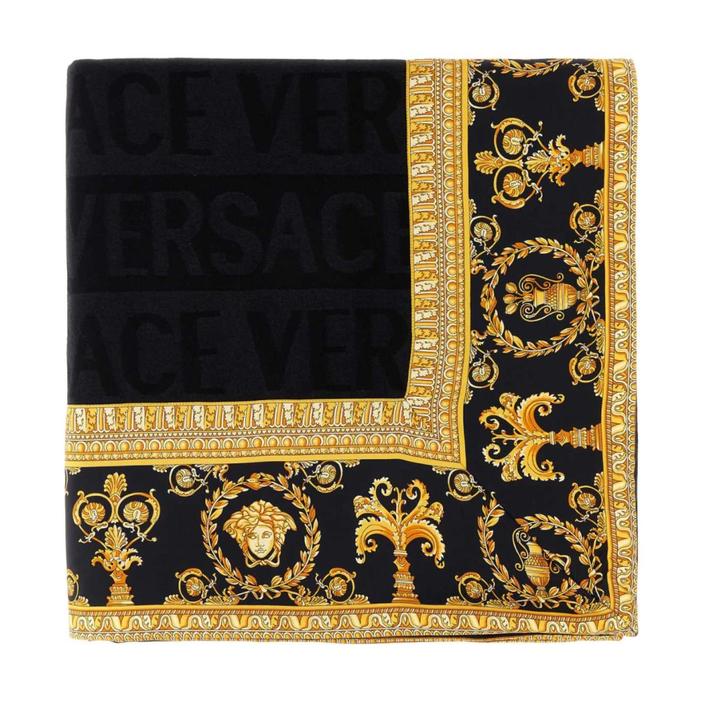 Versace Barok Geborduurd Wol Zijde Deken Multicolor Unisex