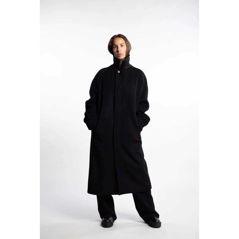 Filippa K Zwarte Wol Carcoat Stijlvolle Buitenkleding Black Dames