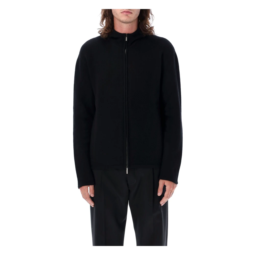 Salvatore Ferragamo Lyxig Cashmere Zip Hoodie Black, Herr