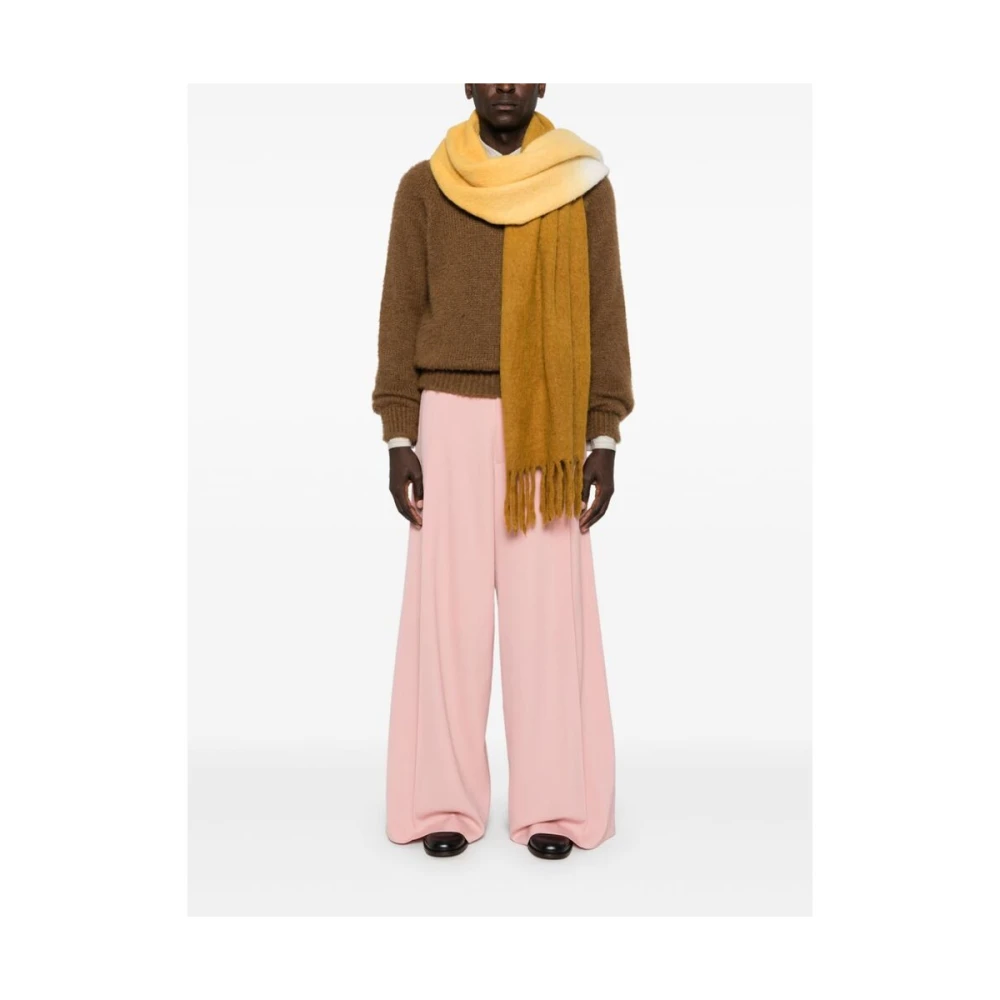 Dries Van Noten Blush Pink Wol Wijde Pijp Broek Pink Heren