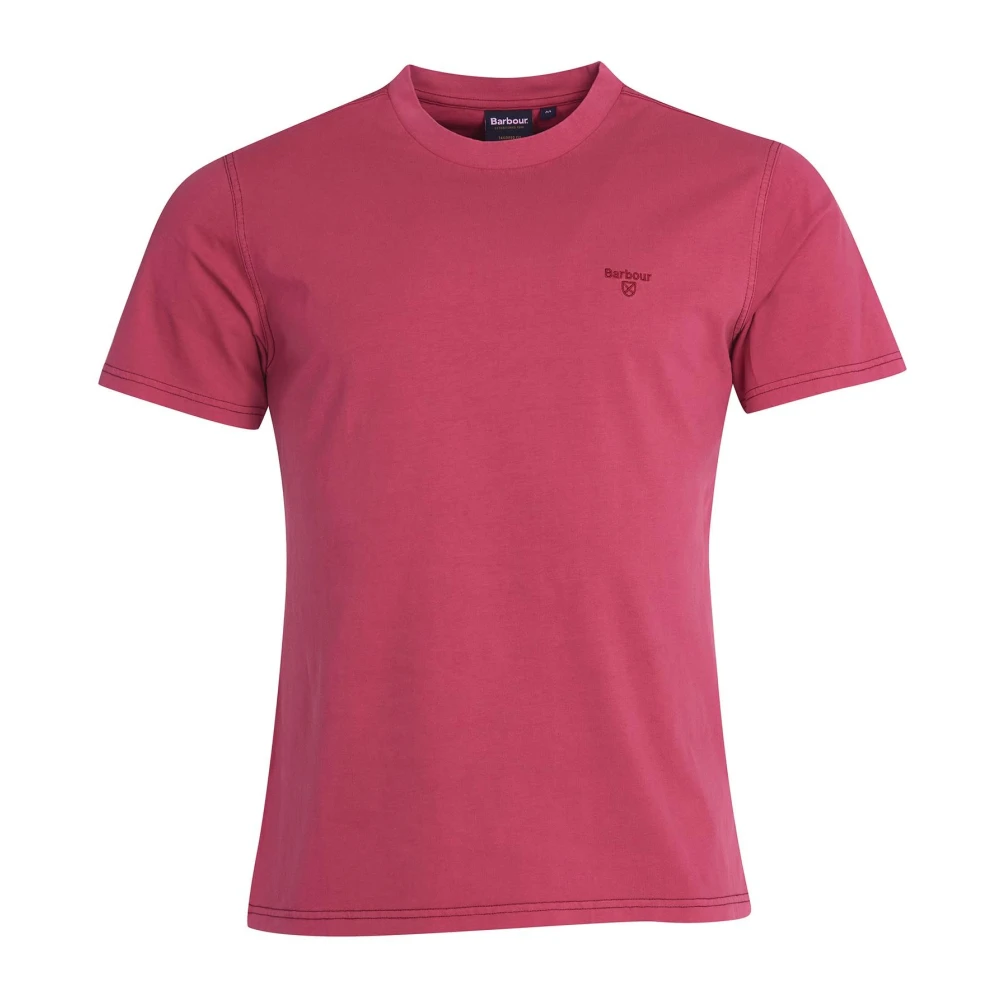 Barbour Geverfd T-shirt met Borduursel Pink Heren