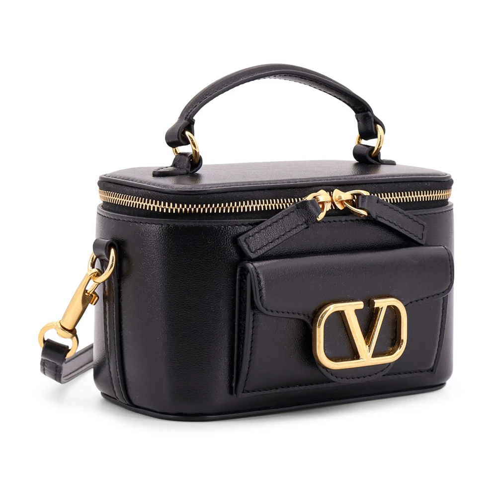 Valentino Garavani Leren schoudertas met VLogo handtekening Black Dames