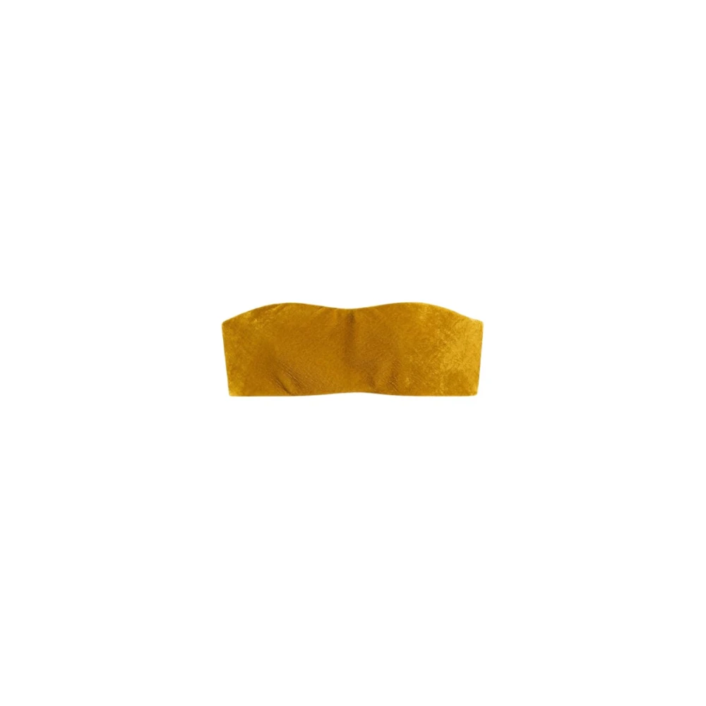 Roberto Cavalli Velvet Bandeau Top Bodycon Fit - Female - Sleeveless Tops - Yellow - M - Tops