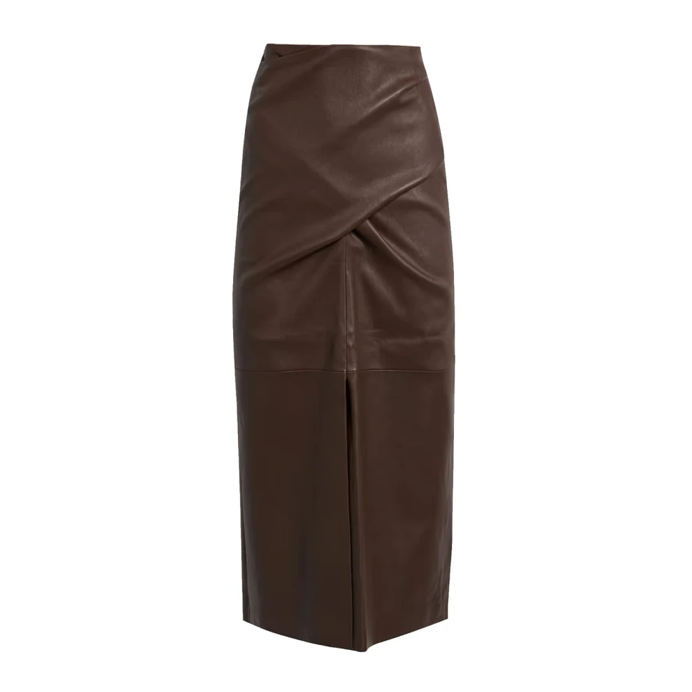 BRUNELLO CUCINELLI Leren rok met dubbele rij knopen Red Dames
