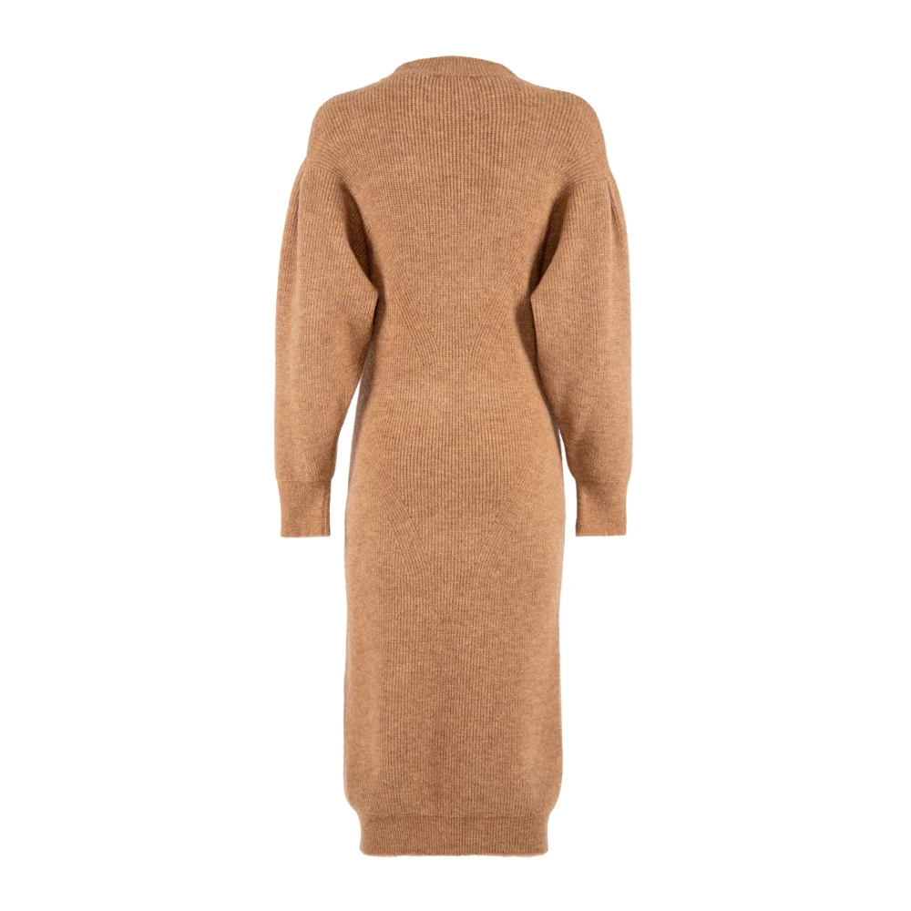 Nenette Bruine Gebreide Wol Midi Jurk Brown Dames
