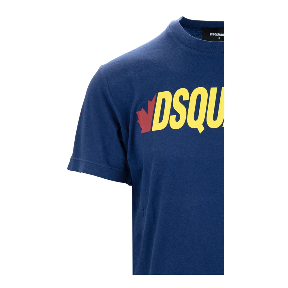 Dsquared2 Donkerblauw Oversized T-shirt met Geribbelde Kraag Blue Heren