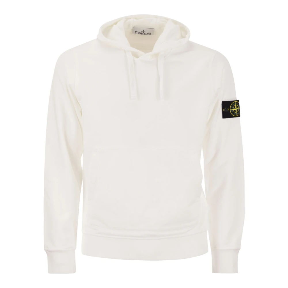 Stone Island Katoenen hoodie met relaxte pasvorm en logo appliqué White Heren