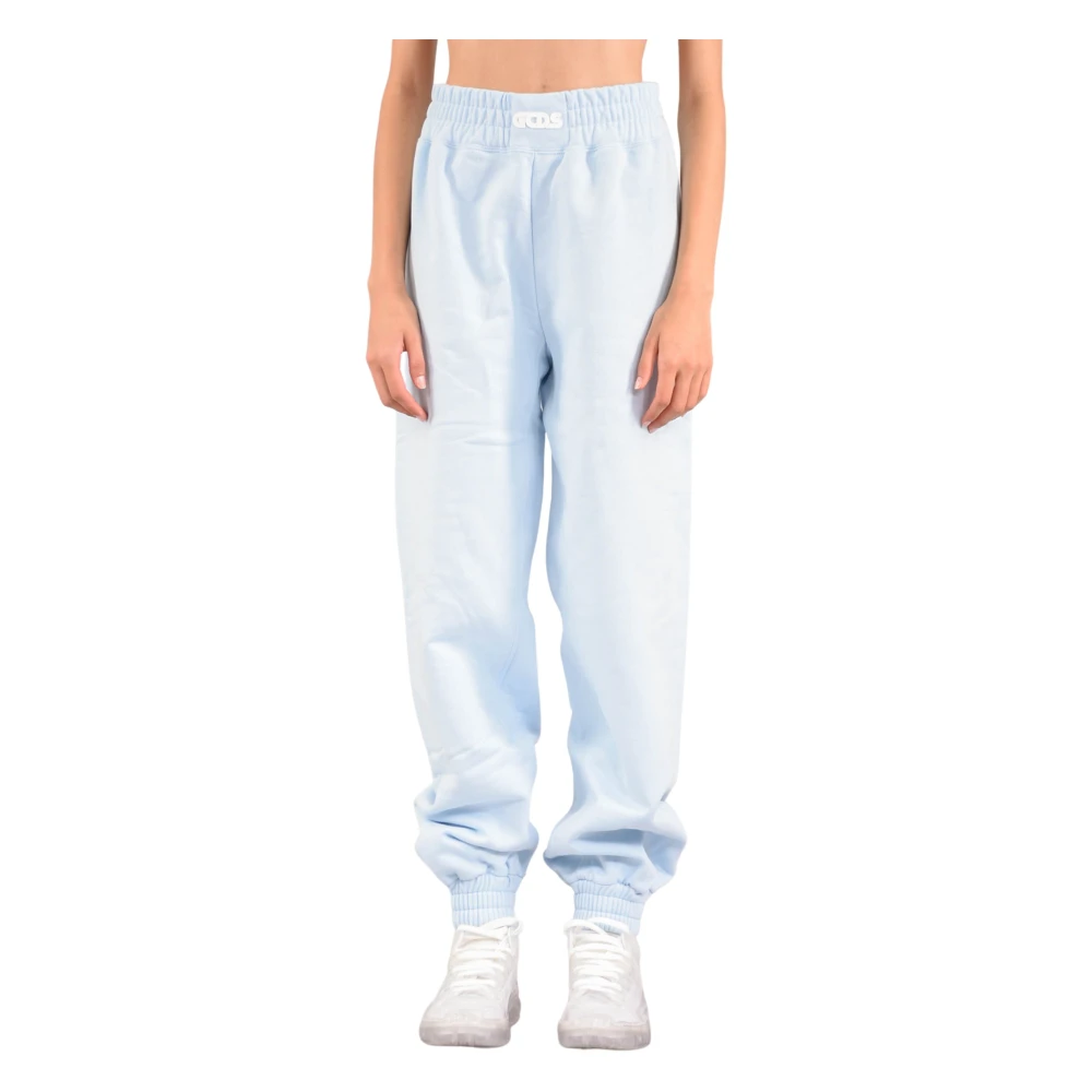 Gcds Elastische Jogger Broek met Logo Detail Blue Dames