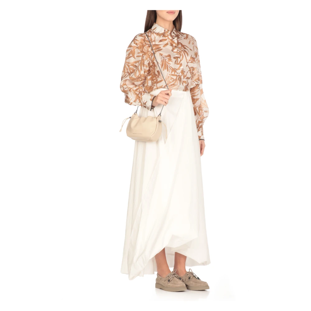 BRUNELLO CUCINELLI Beige Zijden Shirt met Kraag Beige Dames