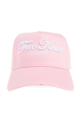 CAPPELLO IN COTONE ROSA CON LOGO IN GOMMA