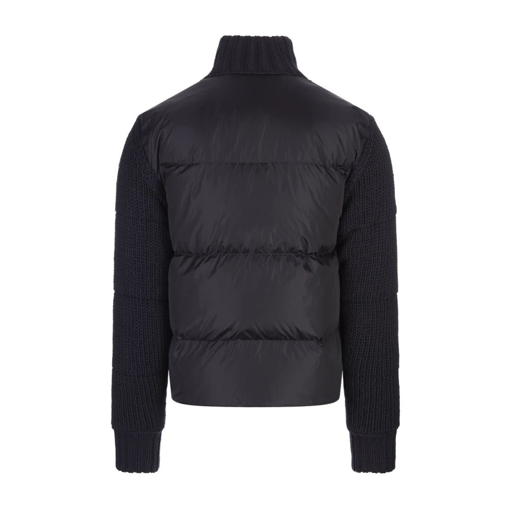 Moncler Blauwe Gewatteerde Vest Wol Rits Blue Heren