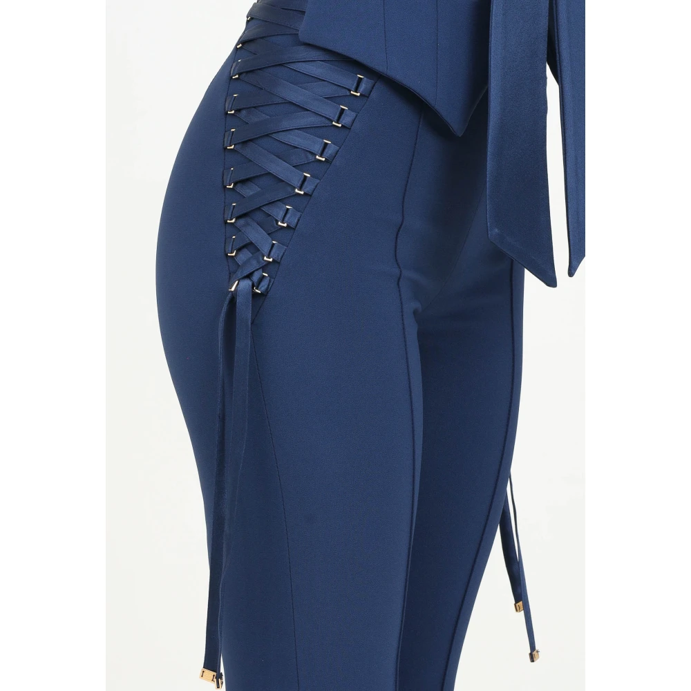 Elisabetta Franchi Blauwe Elegante Broek met Zijveters Blue Dames