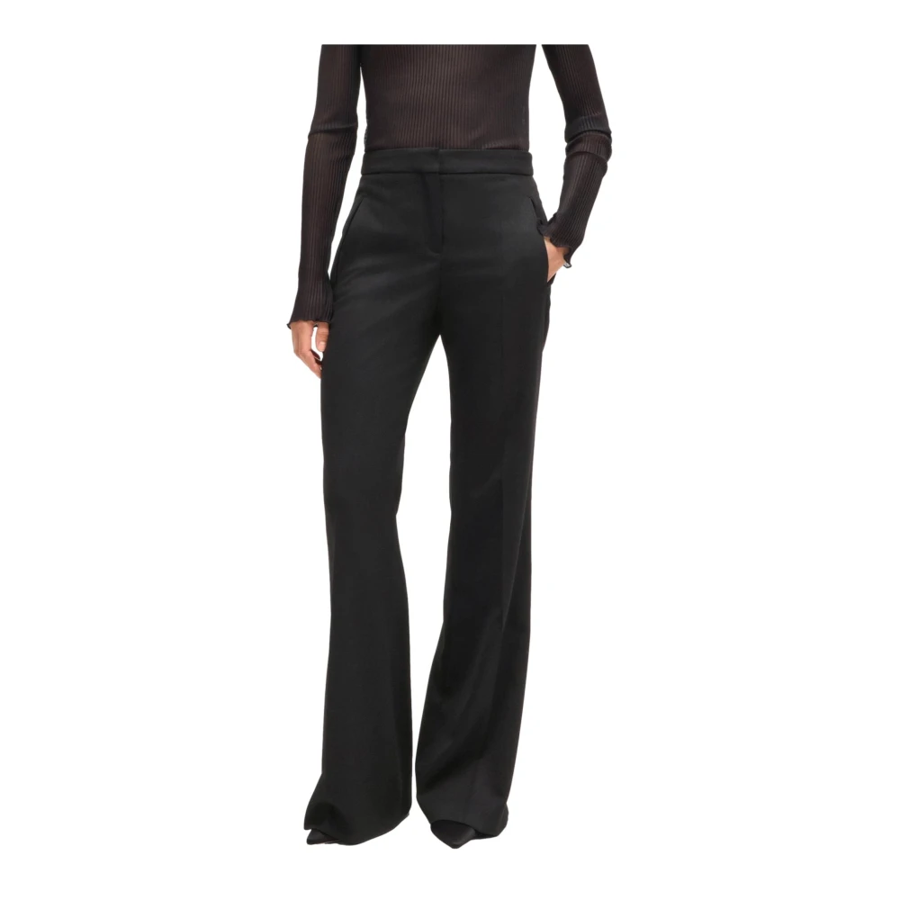 Hugo Boss Formele Flared Broek in Zwart Wol Twill Black Dames