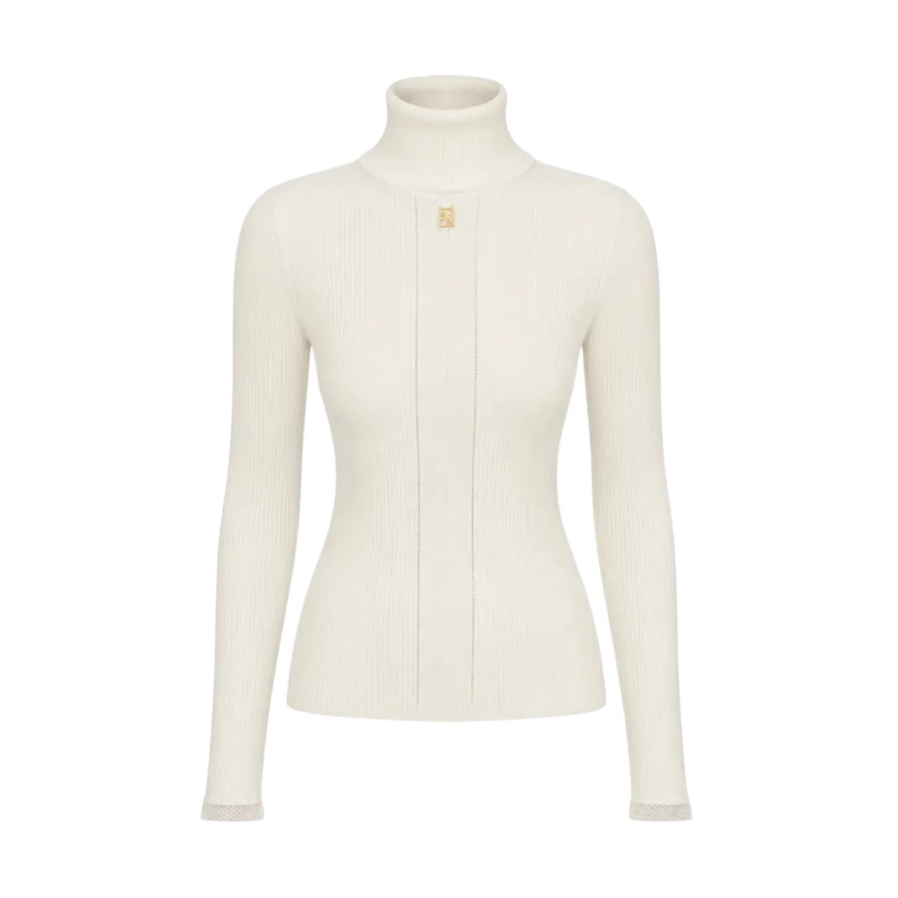 Elisabetta Franchi , Turtlenecks, Female, Yellow, Xs, Dolcevita Ribbed Turtleneck