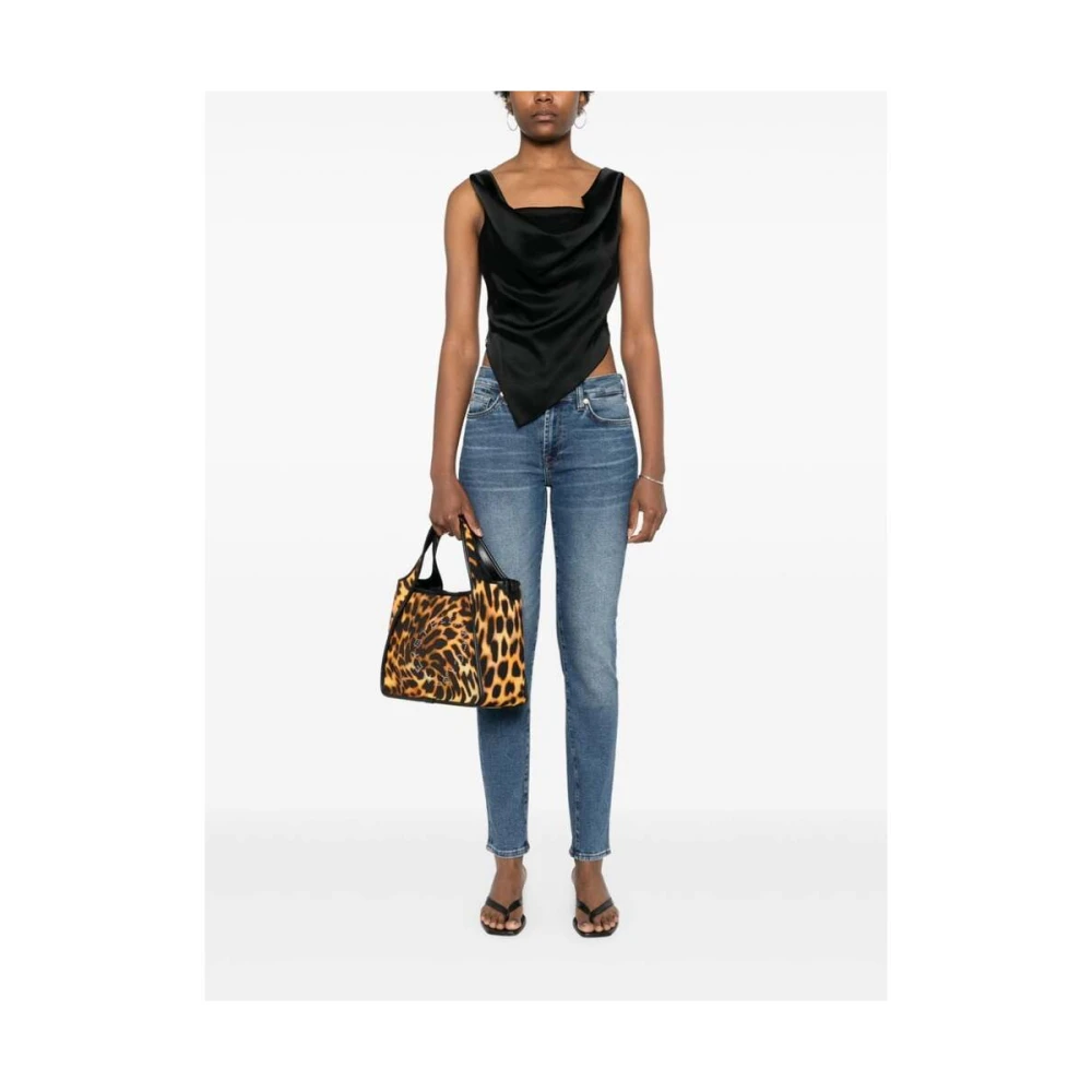 7 For All Mankind Blauwe Slim Fit Jeans Met Korte Lengte Blue Dames
