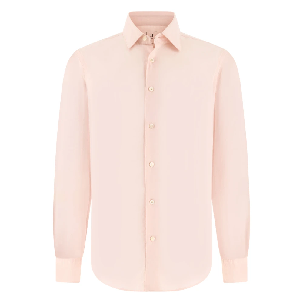 Boggi Milano Mannelijk Roze Overhemden Heren, S, Linnen, Regular Fit Tencel Linnen Overhemd