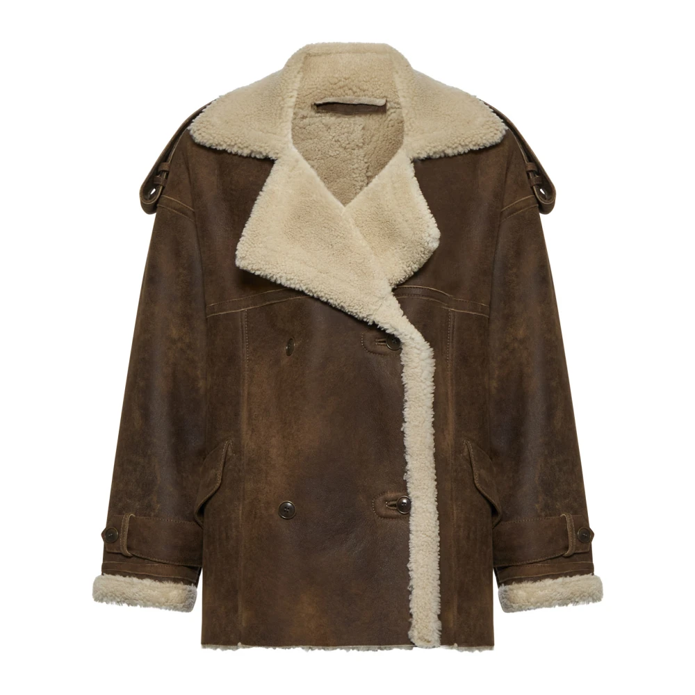 Salvatore Santoro Schapenvacht Gevoerde Bruine Suède Jas Brown Dames