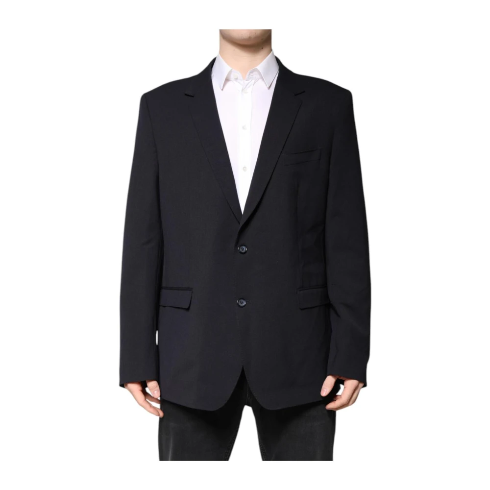 Dolce & Gabbana Men's Dark/Blue Wool Blazer Two-Button Closure