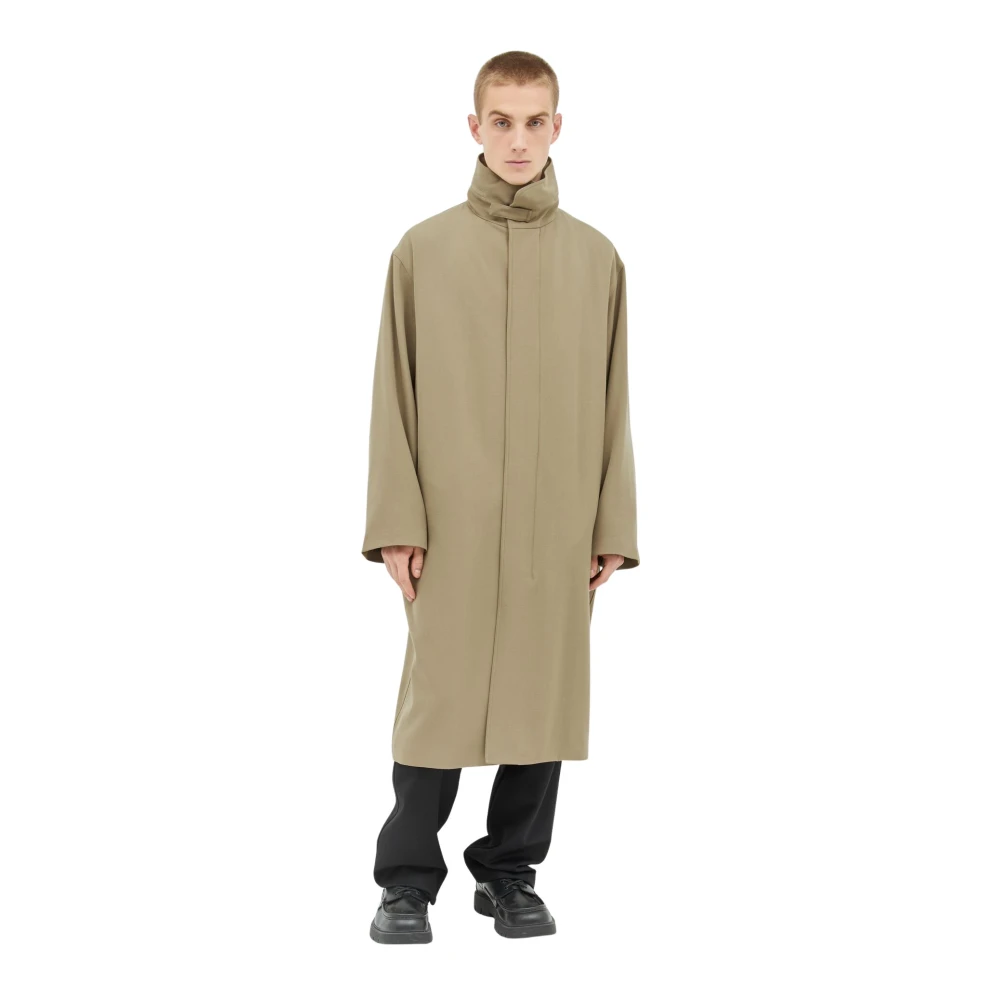 The Row Wollen Lange Jas Staande Kraag Beige Heren