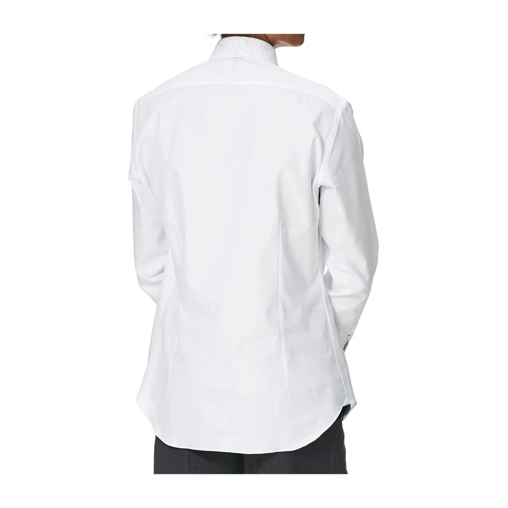 Mazzarelli Witte poplin casual overhemd Green Stone White Heren