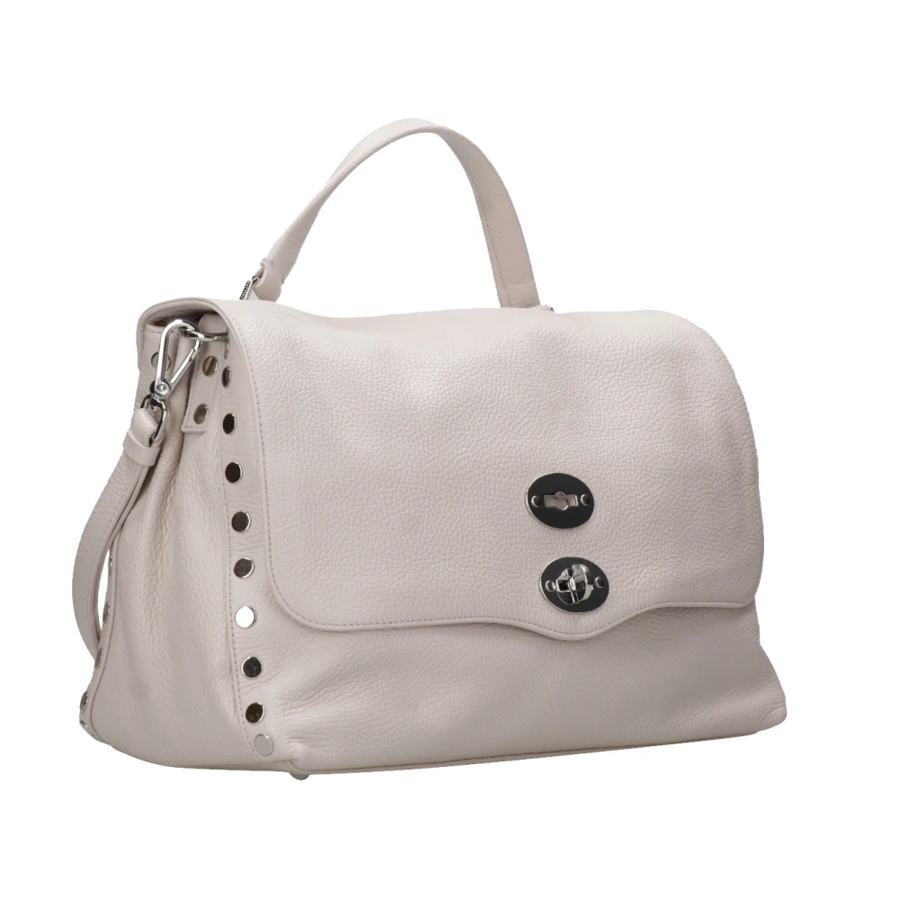 Zanellato Gestructureerde leren schoudertas met studs Beige Dames