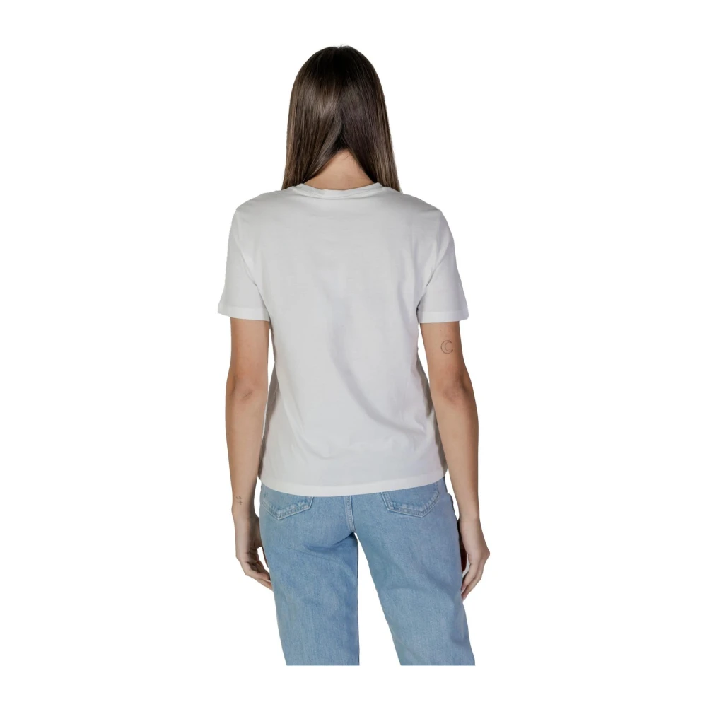 Vila Abstract gezichtsprint tee White Dames