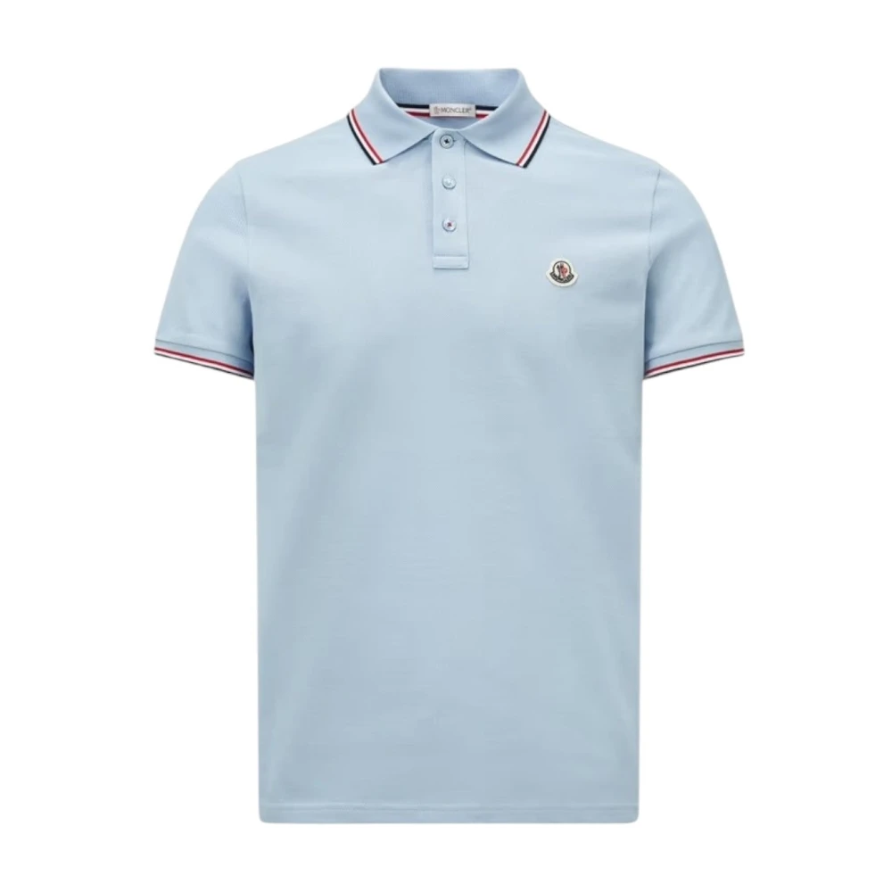 Moncler Men's Light/Blue Tricolor Trim Polo Shirt
