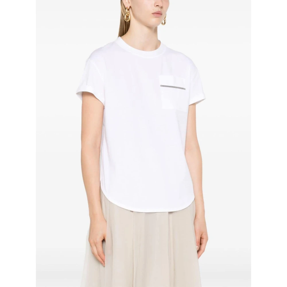 BRUNELLO CUCINELLI Witte katoenen T-shirts en polo's White Dames