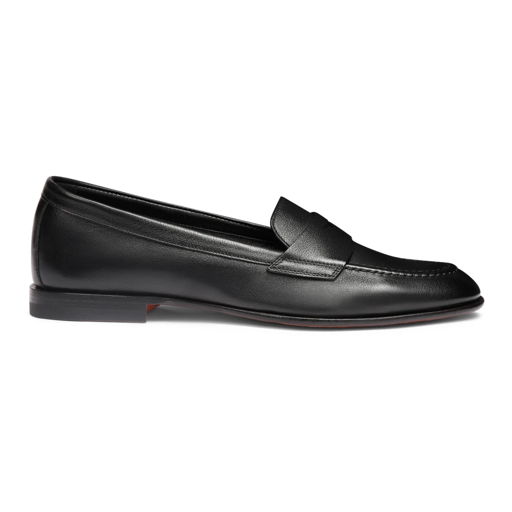 Santoni Donna Nero - Leather Penny Loafer - Shoes - 37 Eu