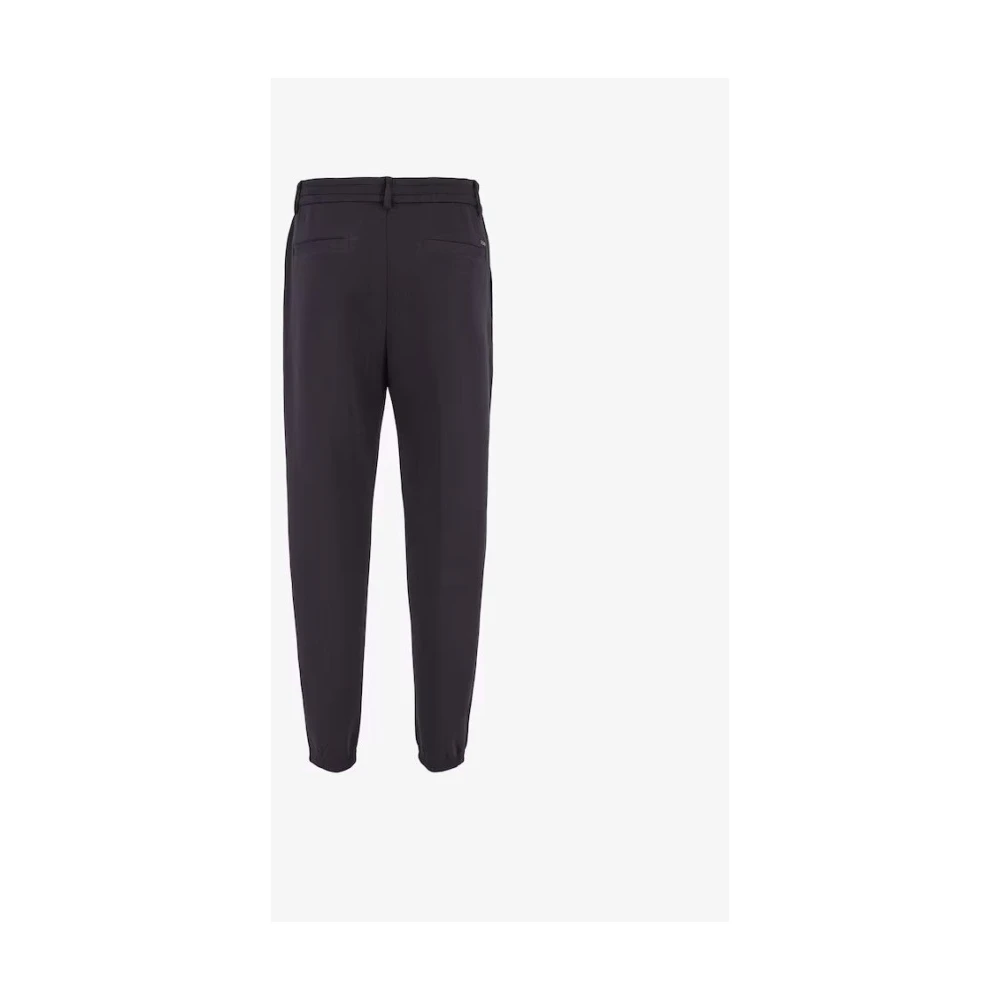 Emporio Armani Navy Blue Broek Haaksluiting Manchet Blue Heren