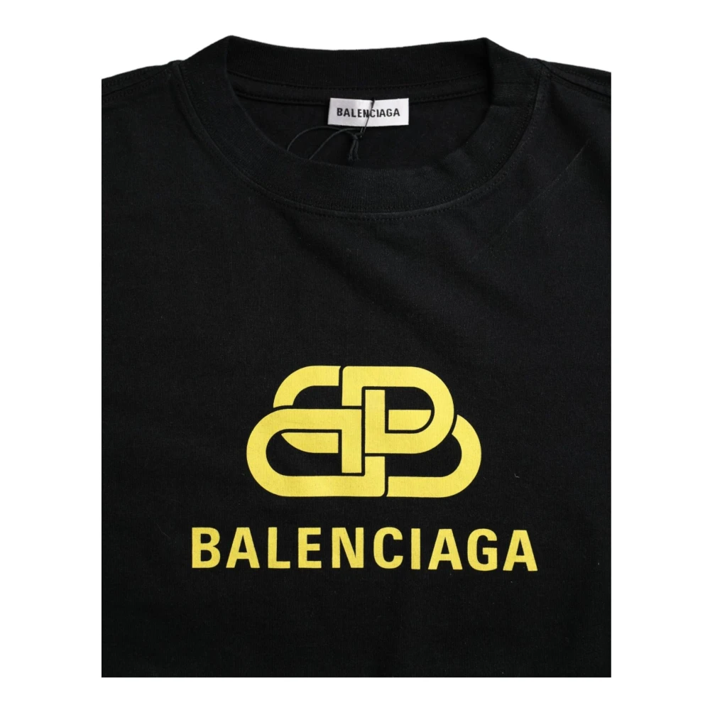 Balenciaga Zwart Logo Print Katoenen T-shirt Black Dames