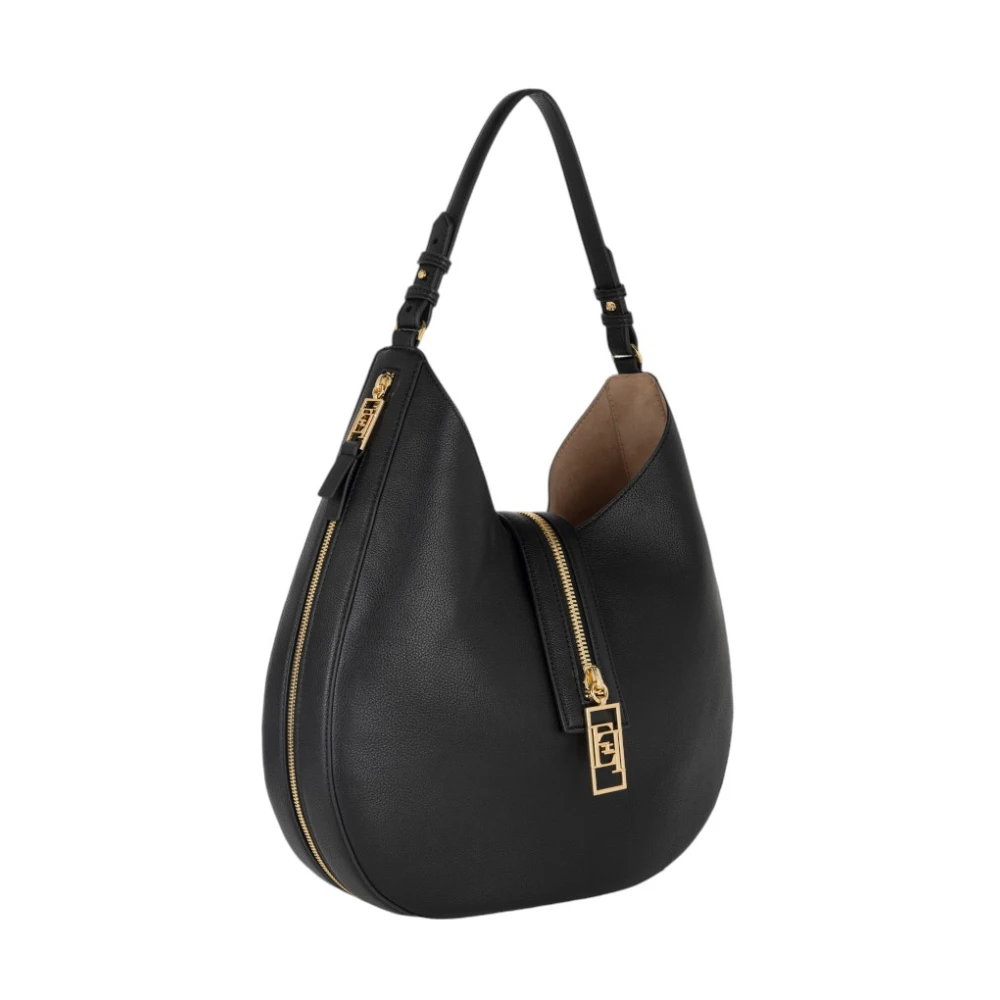 Elisabetta Franchi Stijlvolle Leren Tas voor Vrouwen Black Dames
