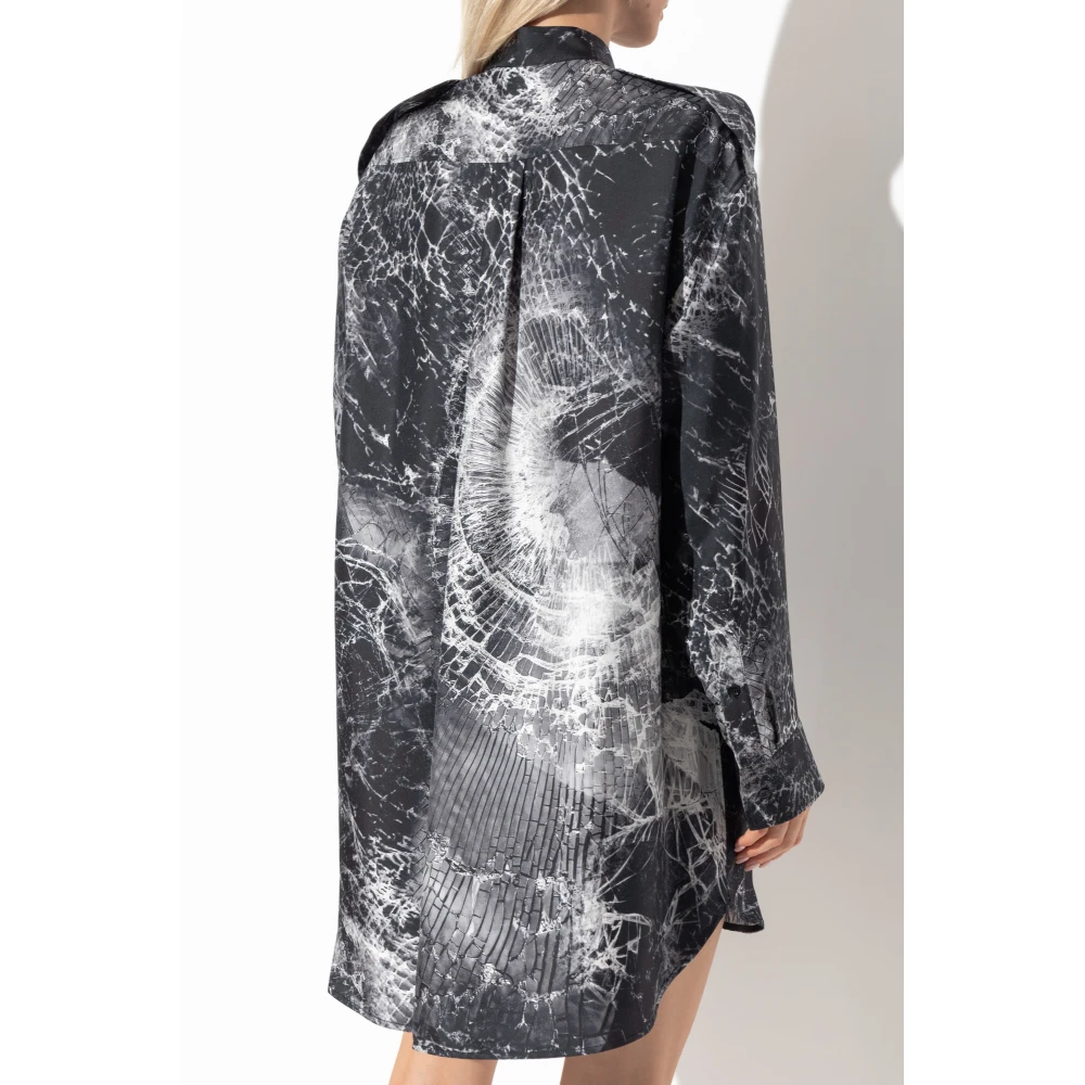 alexander mcqueen Zijden jurk met print Gray Dames