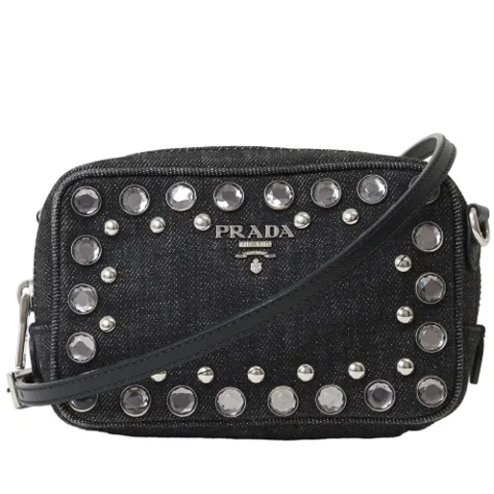 Prada Vintage Pre-owned Cotton prada-bags Black Dames
