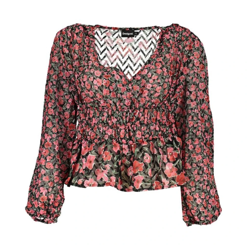 Desigual Rosa mönstrad blus med logotyp Multicolor, Dam