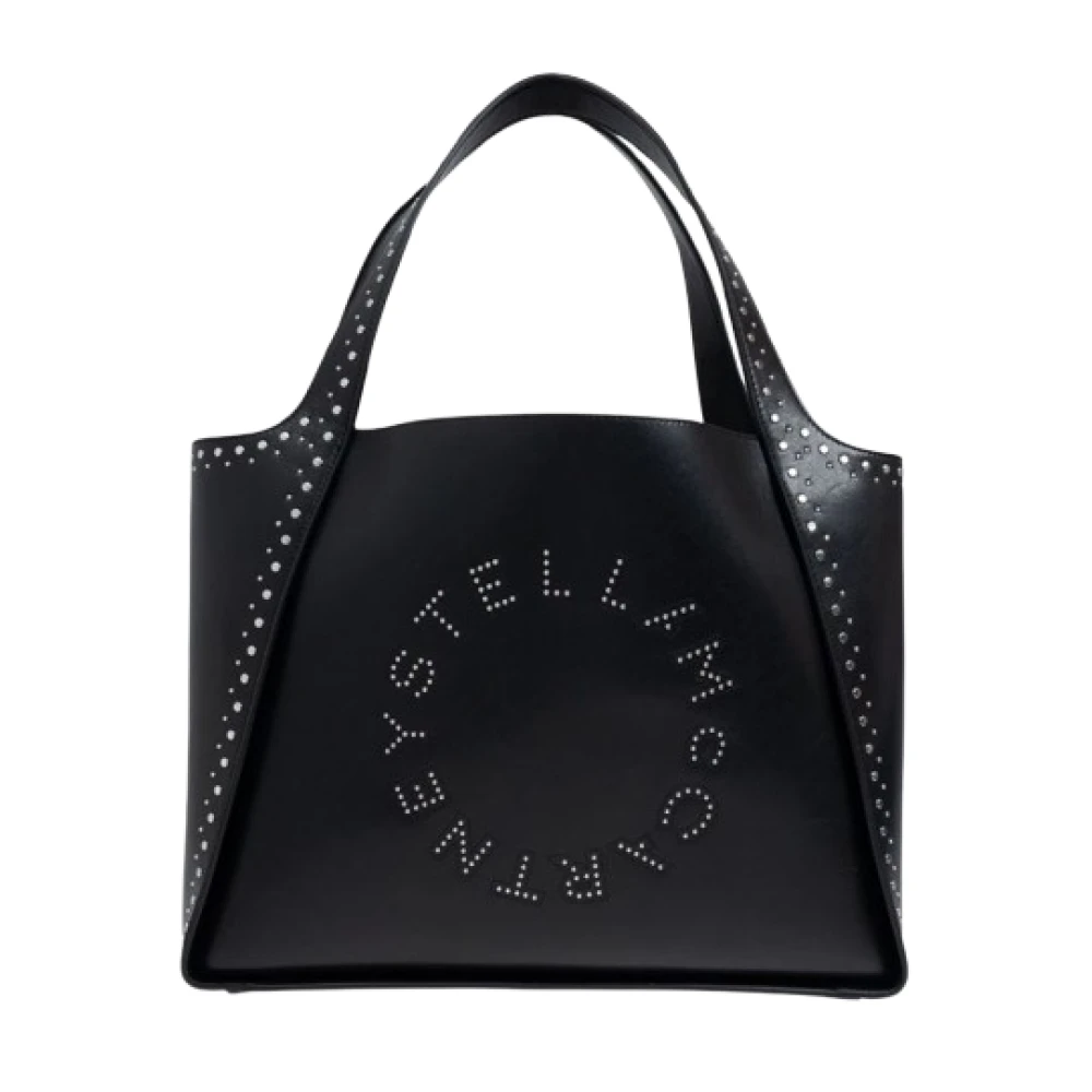 Stella Mccartney Studded Logo Faux Leather Tote Bag Black Dames