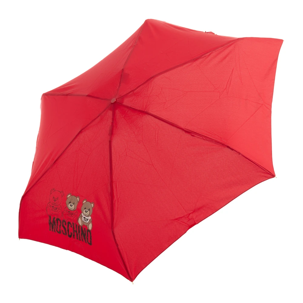 Moschino Gestreepte Supermini Paraplu met Drukknoopsluiting Red Dames