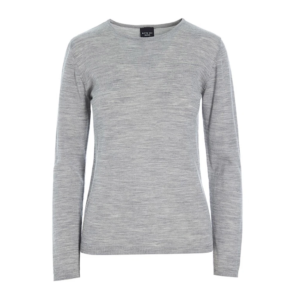 Bitte Kai Rand Grijze Melange Merinowol Gebreide Blouse Gray Dames
