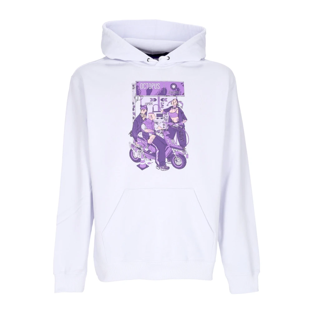 Octopus Witte hoodie met grafische print White Heren