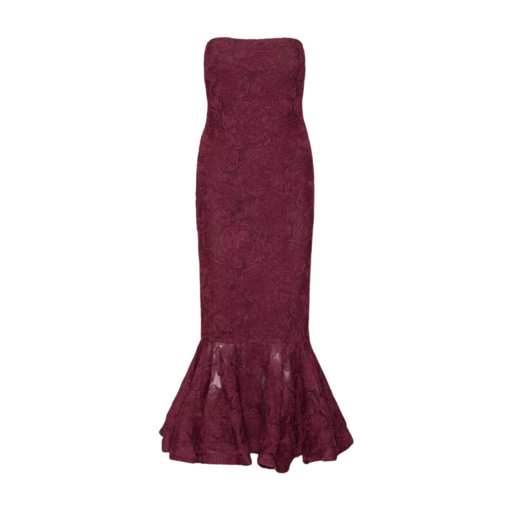 Rotate Birger Christensen Flower Mesh Flounce Dress - Female - Gowns - Red - S - Dresses