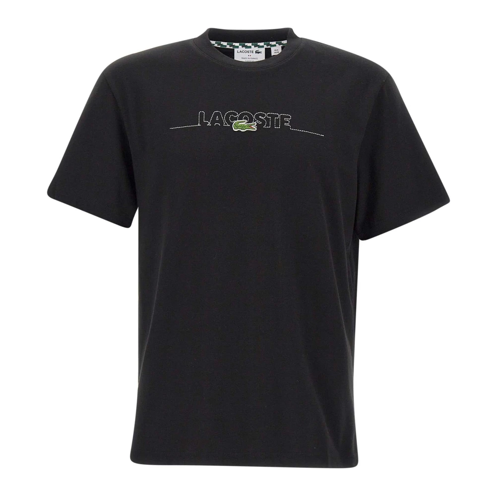 Lacoste Zwarte Katoenen T-shirt met Logo Black Heren