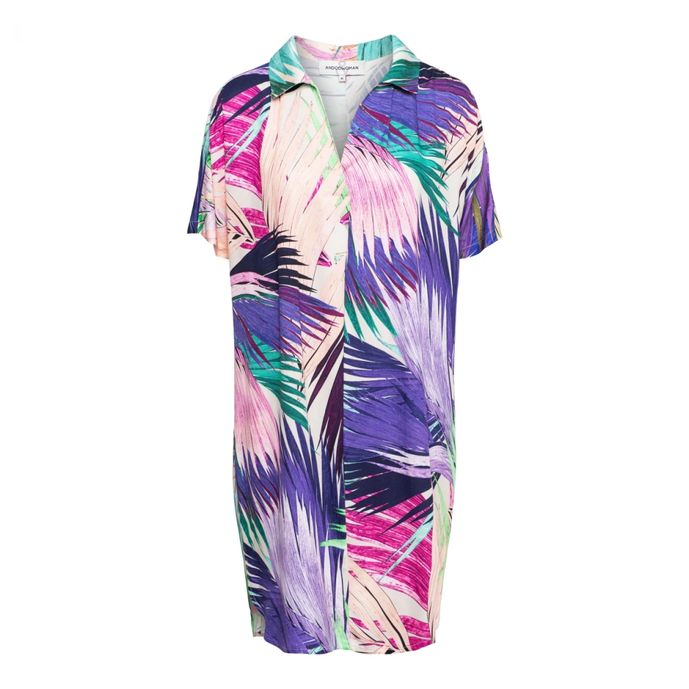 &Co Woman Bladprint Jurk Multicolor Dames