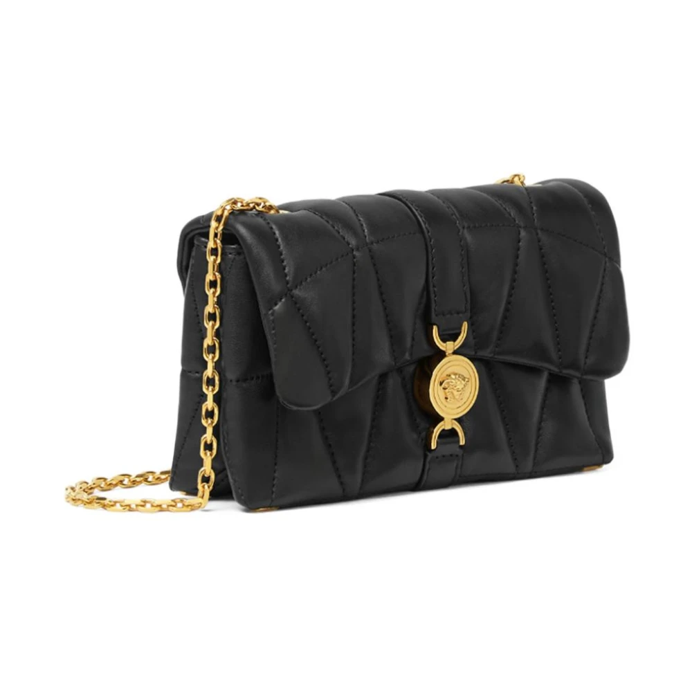 Versace Stijlvolle schoudertas voor dames in zwart en goud Black Dames
