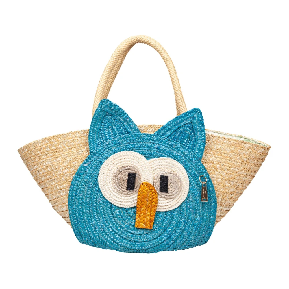 La Milanesa Vrouw Multicolor Raffia Handtas In Natuur & Turquoise