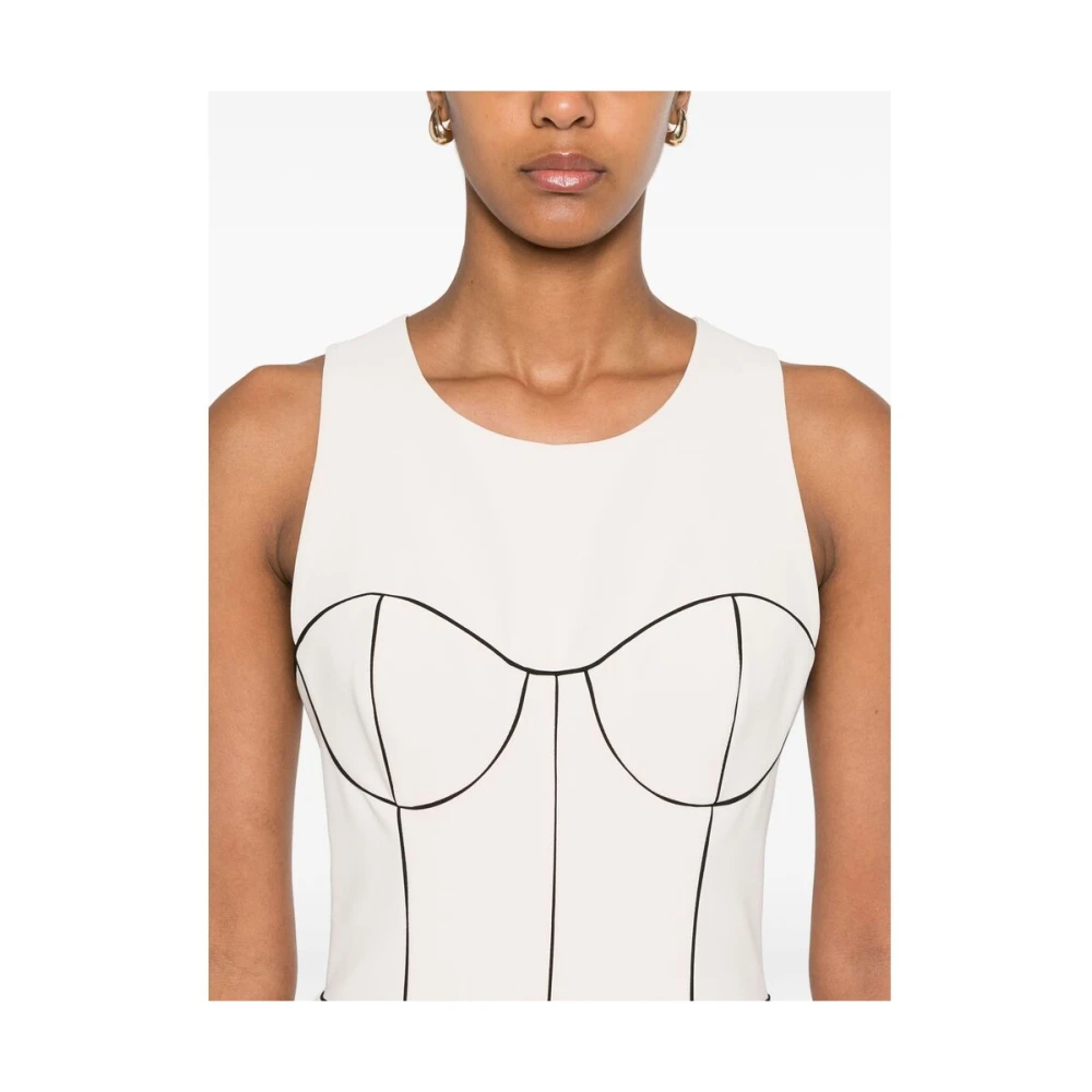 Elisabetta Franchi Chique Midi Beige Jurk Beige Dames