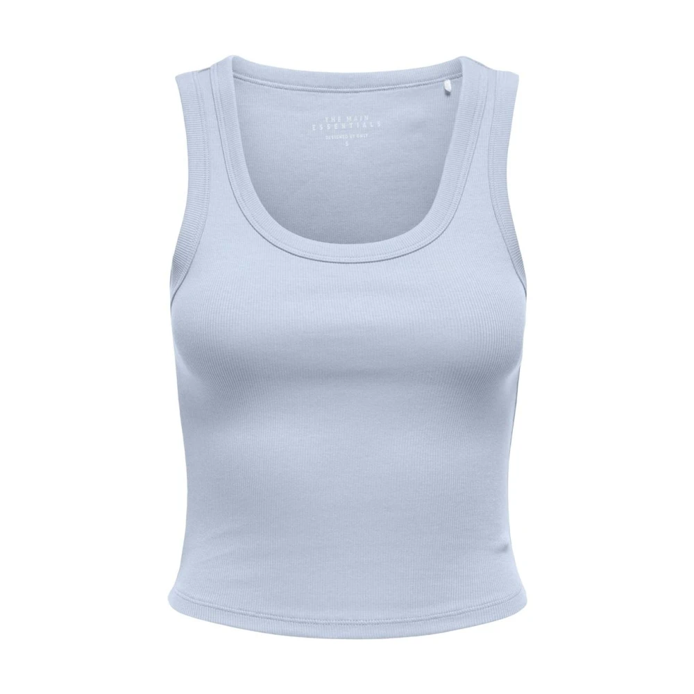Only Women's Blue Sleeveless Tops, M, Sleeveless Round Neck Tank Top
