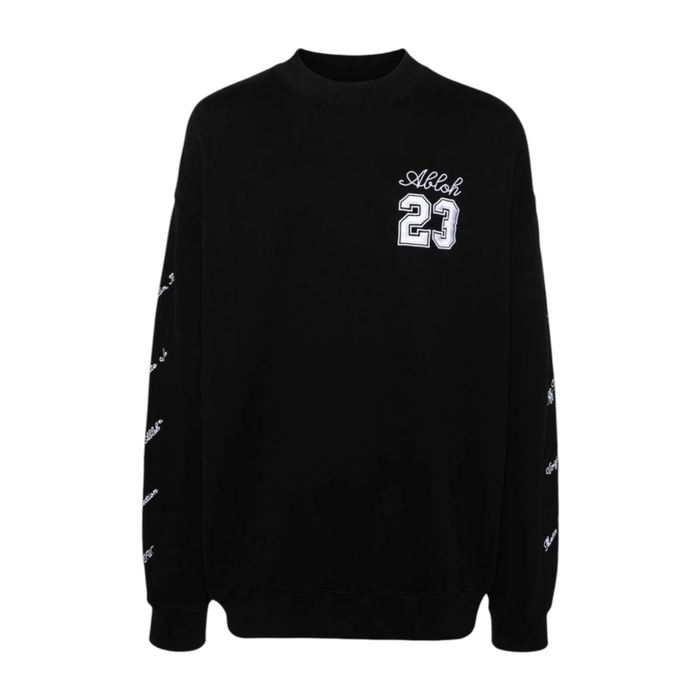 Off White Men's Black Sweatshirts, L, Logo Skate Sweatshirt /White Cotton Italy